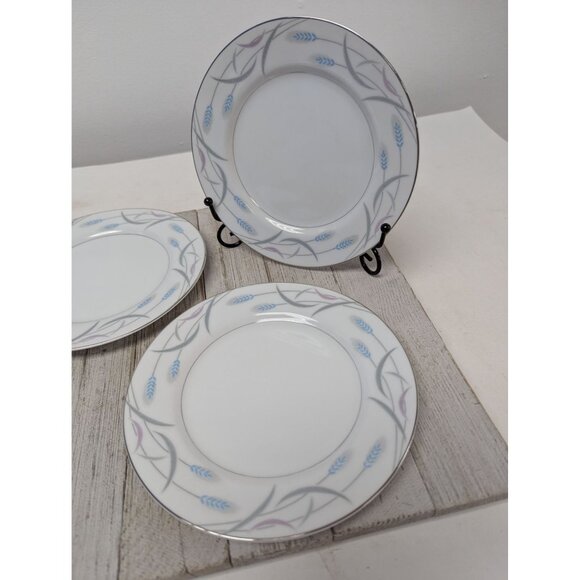 Vintage Valmont Royal Wheat Platinum Trim Set of 4 Bread Plates 6 1/2" - Picture 2 of 7